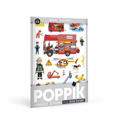 Mini poster à stickers - Les pompiers - Poppik