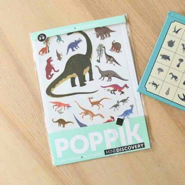 Mini poster à stickers - Les dinosaures - Poppik