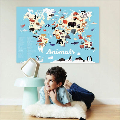 Mon poster en stickers " animaux du monde  " - Poppik