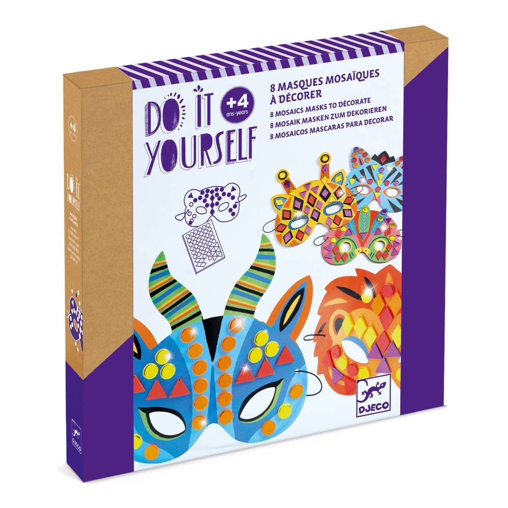 8 masques mosaïques à décorer - Animaux de la jungle - Djeco