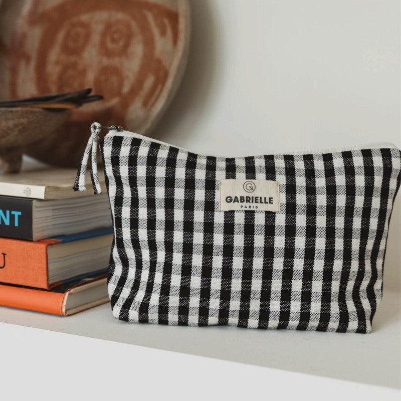 Trousse en coton Vichy Black - GABRIELLE