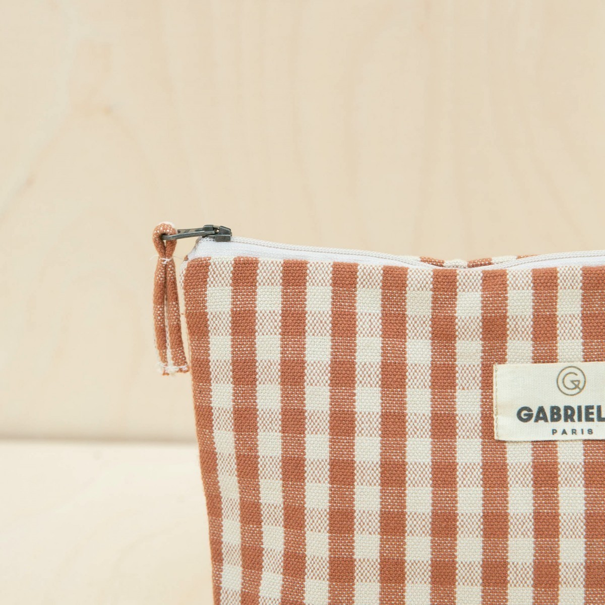 Trousse en coton Vichy Brique - GABRIELLE