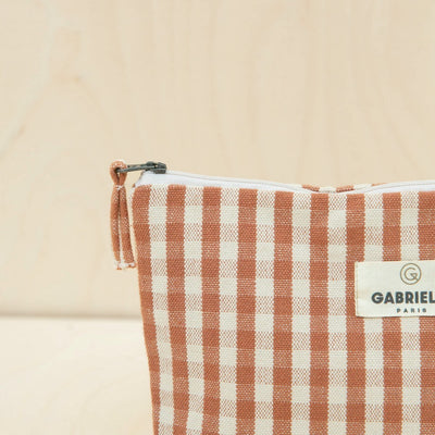 Trousse en coton Vichy Brique - GABRIELLE