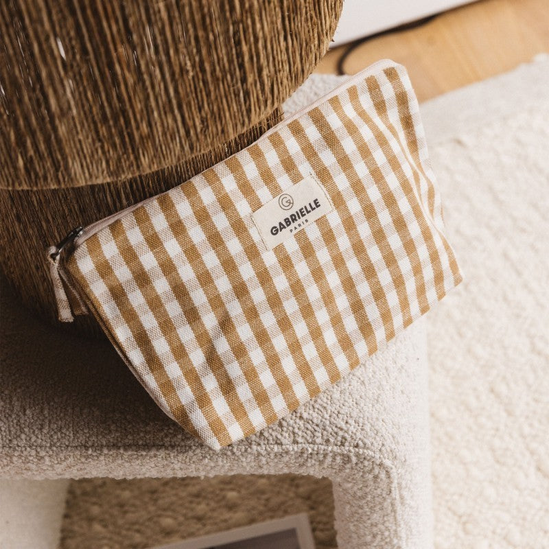 Trousse en coton Vichy Caramel - GABRIELLE